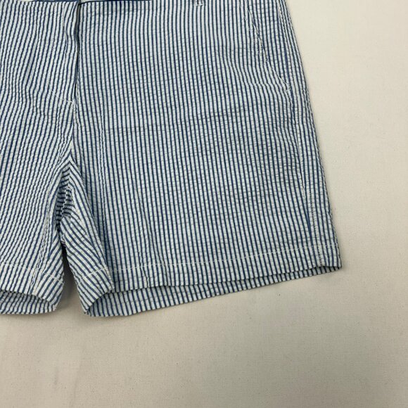 Izod Womens Striped Shorts Seersucker Blue/White Size 14 Pockets - Picture 5 of 8